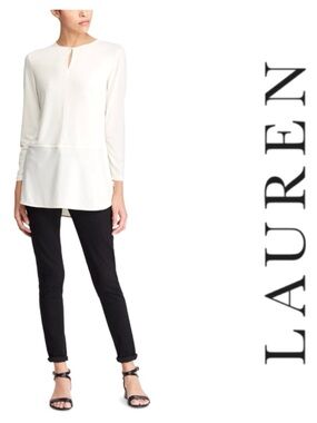 LAUREN RALPH LAUREN KEYHOLE JERSEY TOP